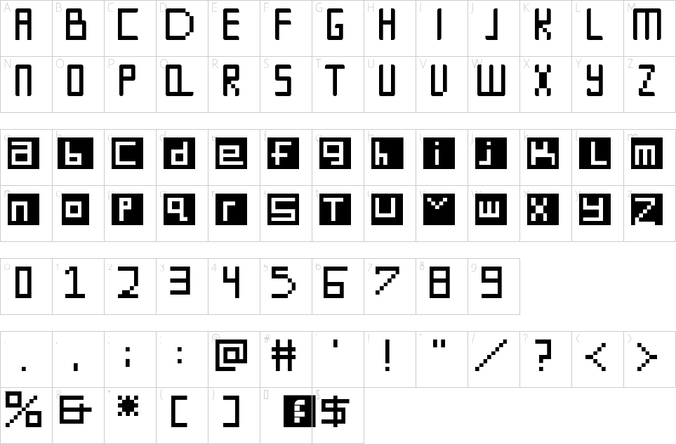 Character map of Digit Square Font
