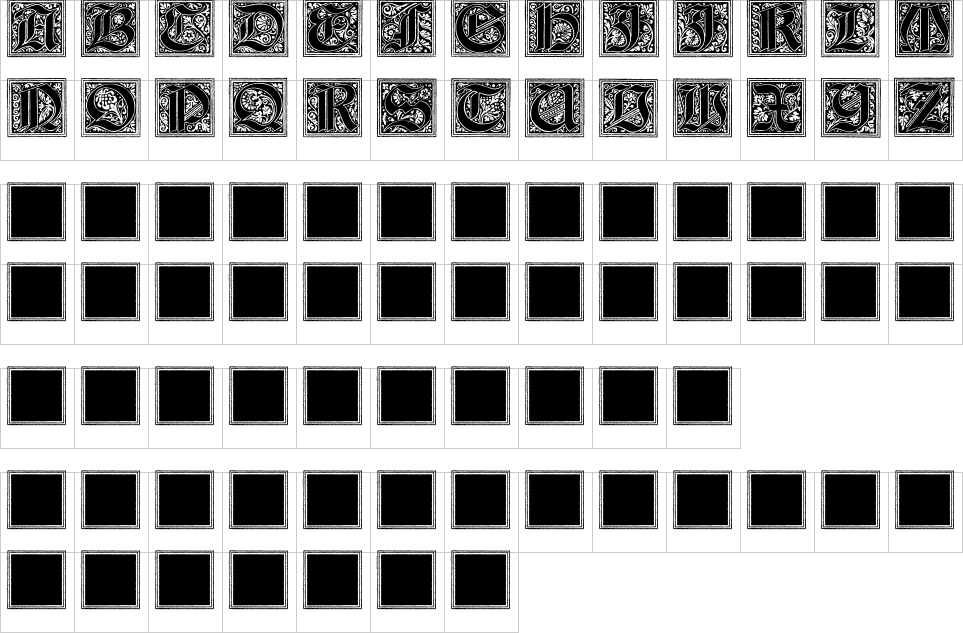 Character map of Camelot Font