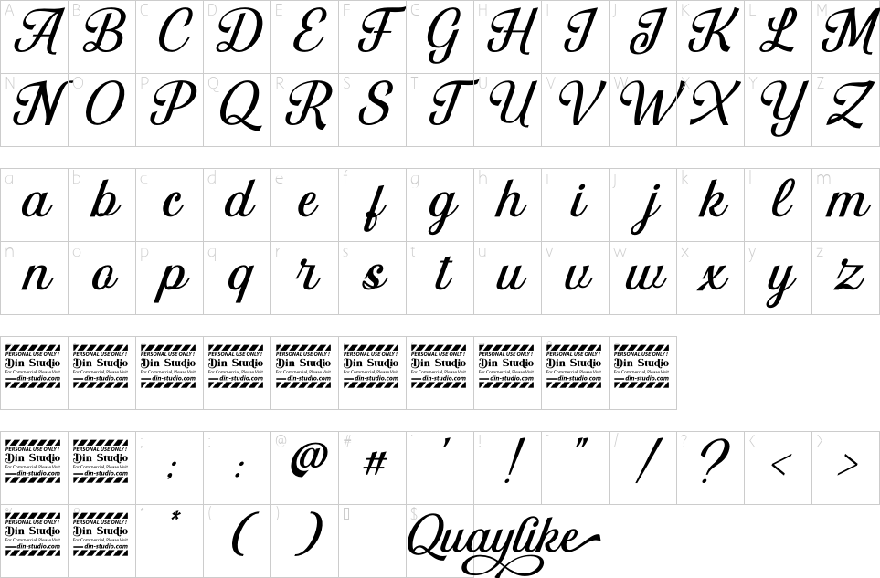 Character map of Quaylike Font