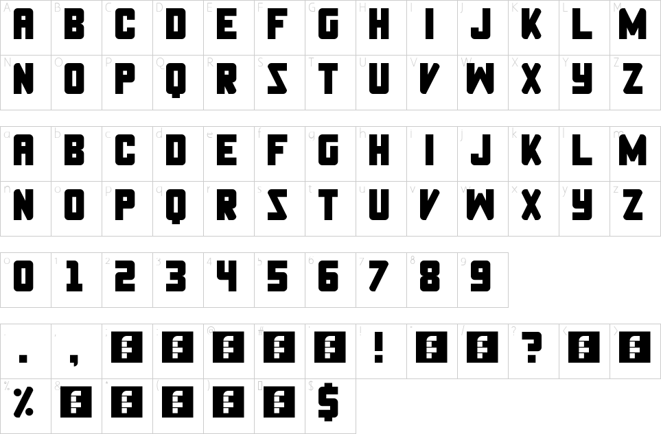 Character map of Establishment Font