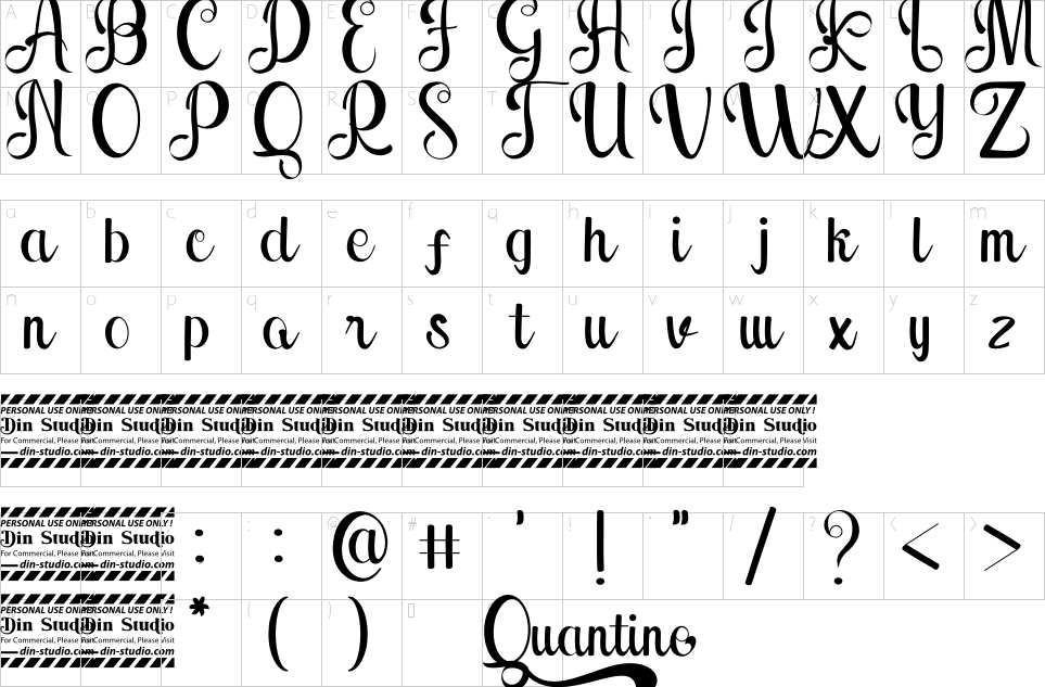 Character map of Quantine Font