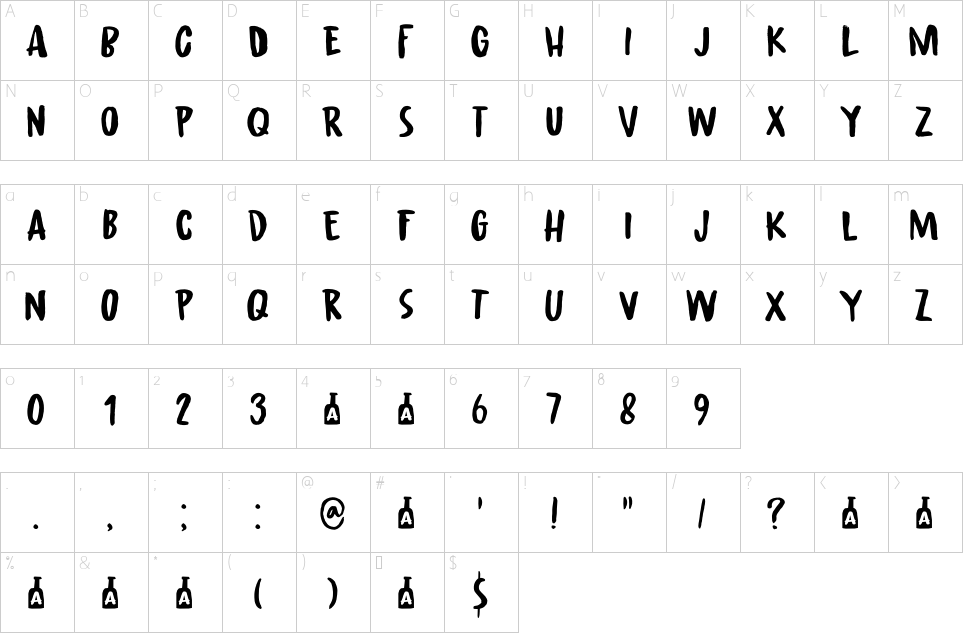 Character map of Awesome Sauce Font
