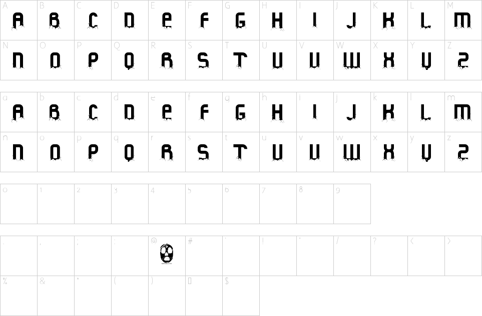 Character map of Fluid Christmas Font