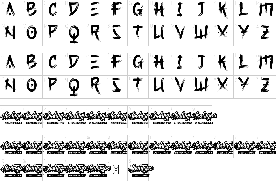Character map of Onsen Japan Font