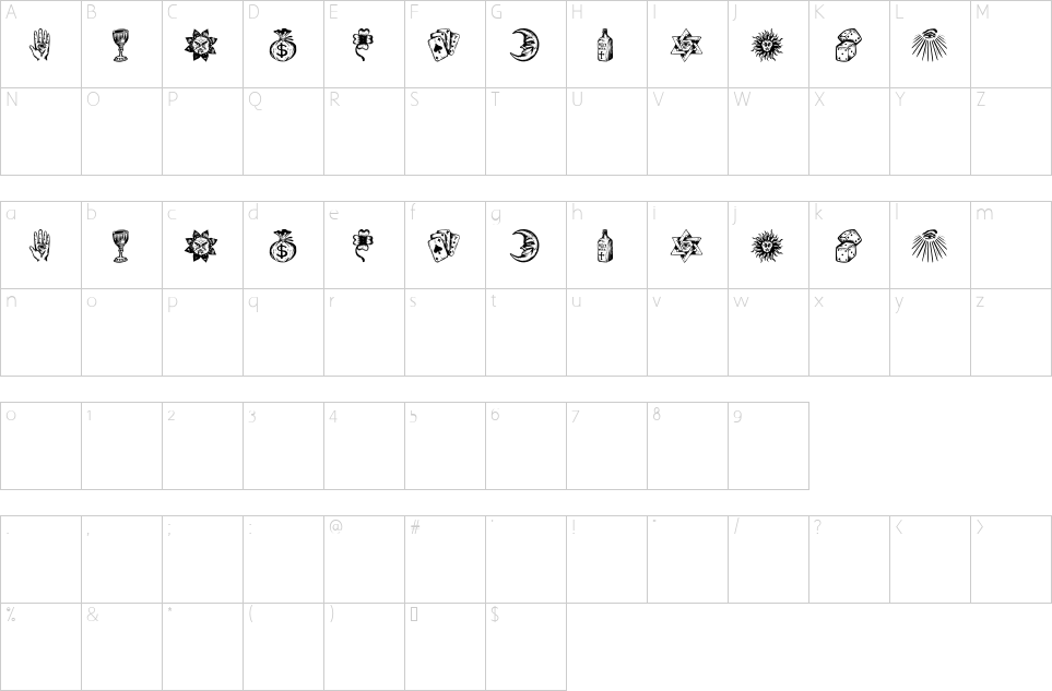 Character map of Esoterica Font