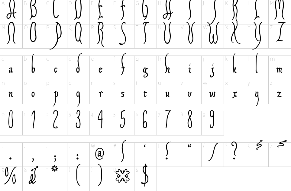 Character map of Xiparos Font
