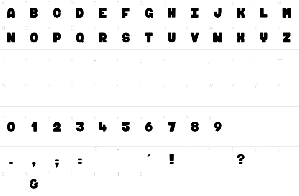 Character map of Maki Fugu Font