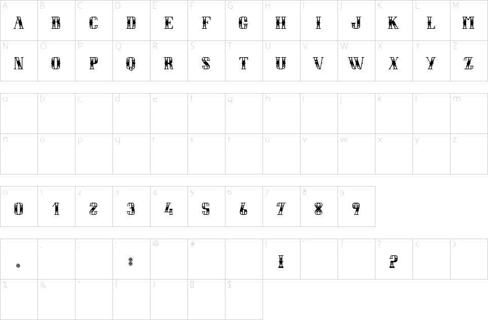 Character map of Le Bal Des Cochons Font