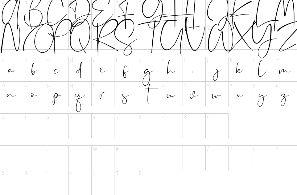 Character map of Appocalypse Font
