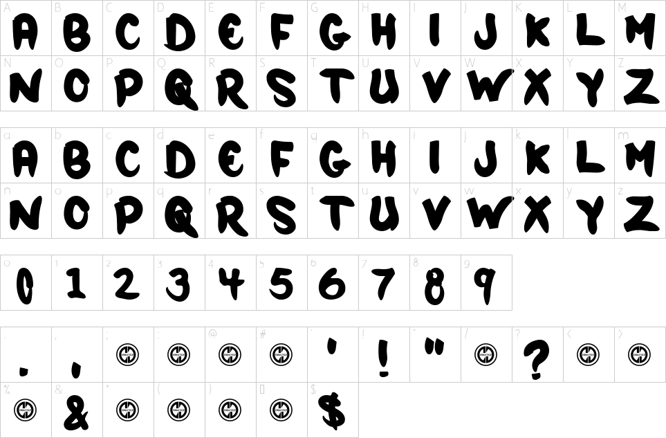Character map of Sad Szn Font