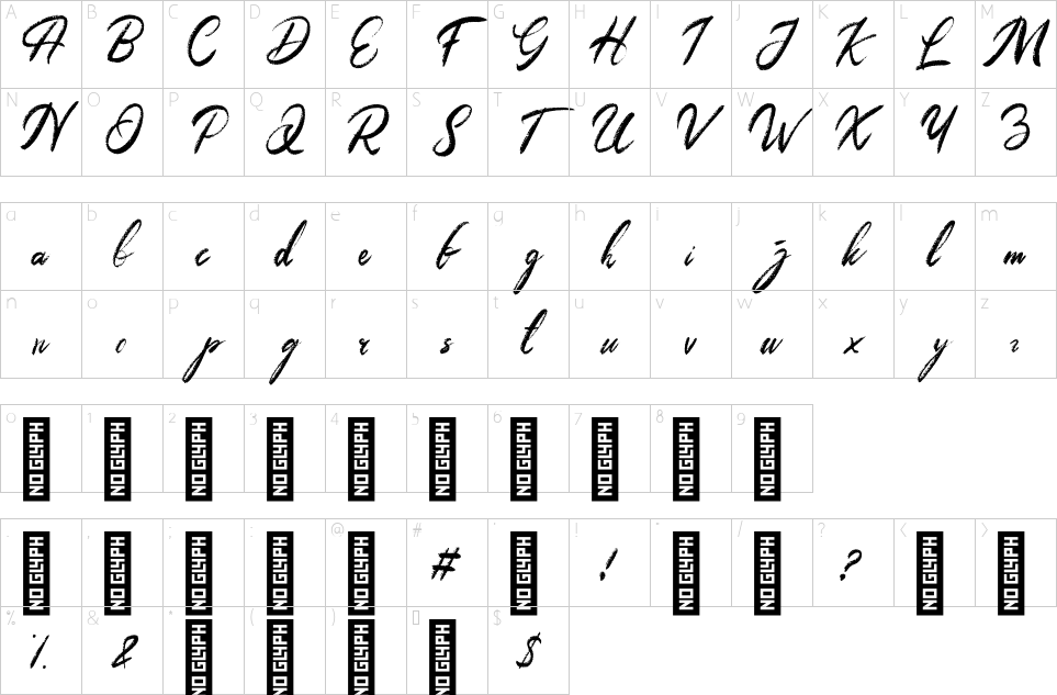 Character map of Meadows Font