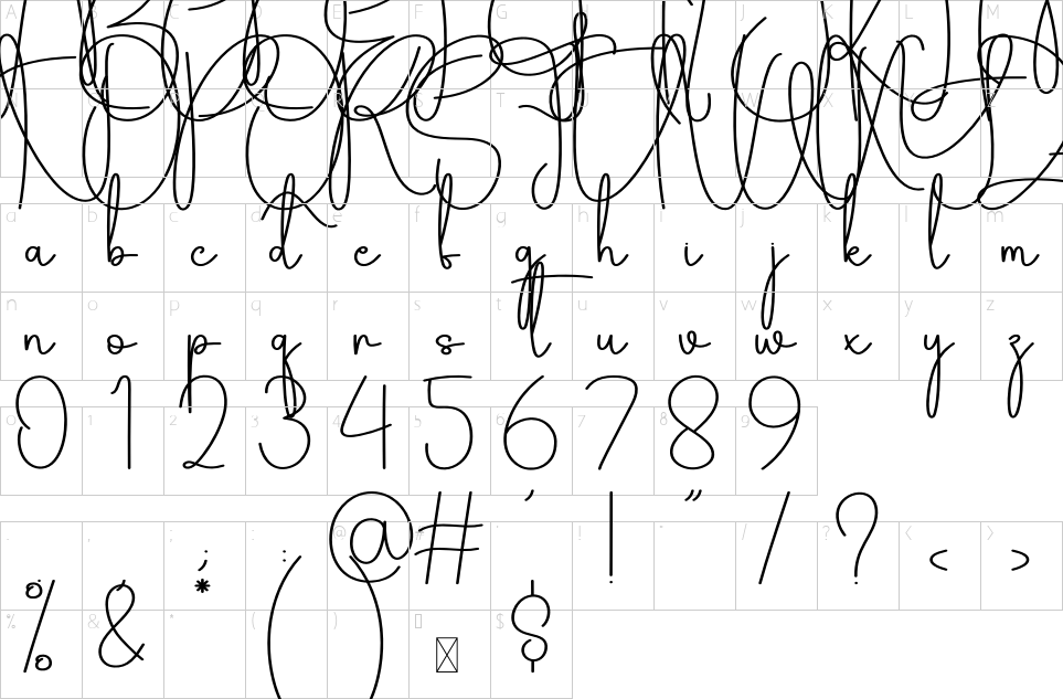 Character map of Enchanting Font