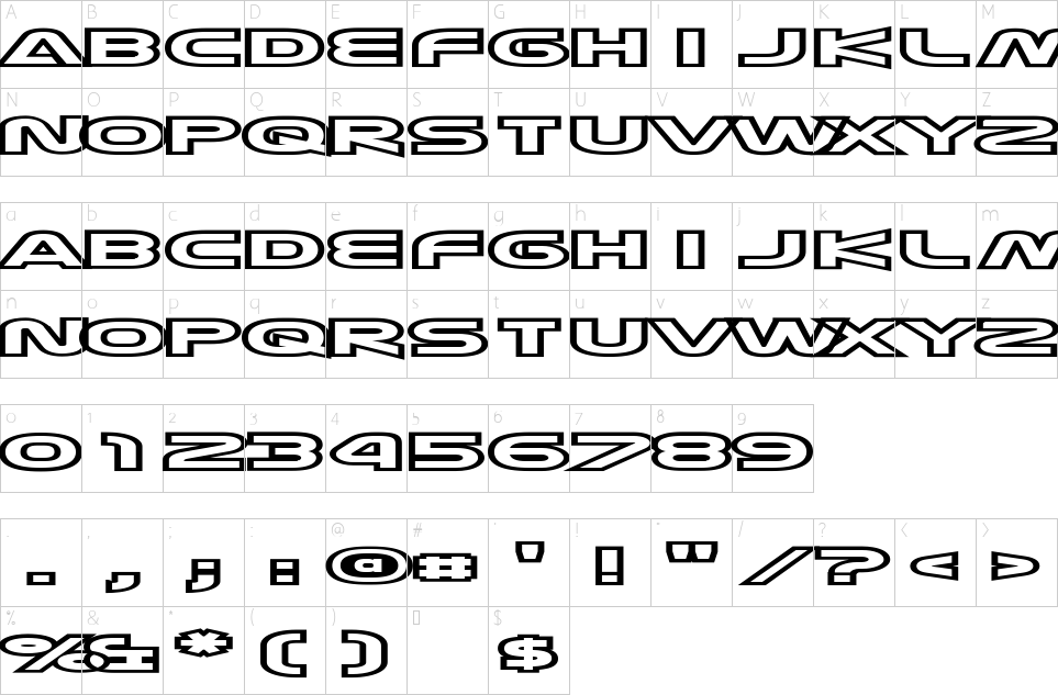 Character map of Joy Circuit Font