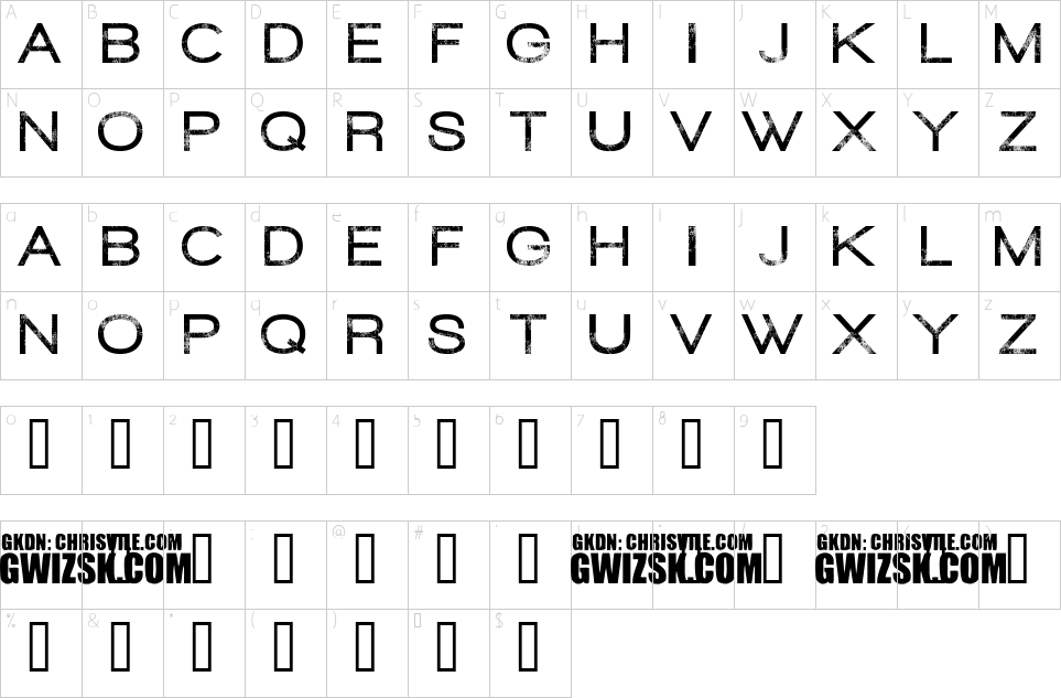 Character map of Redux Font