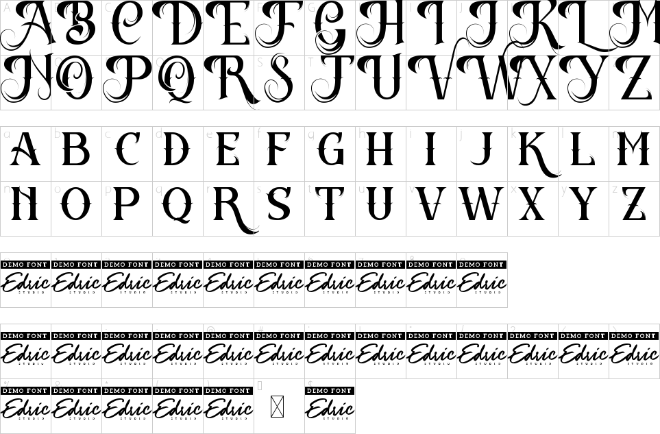 Character map of Battlesbridge Font