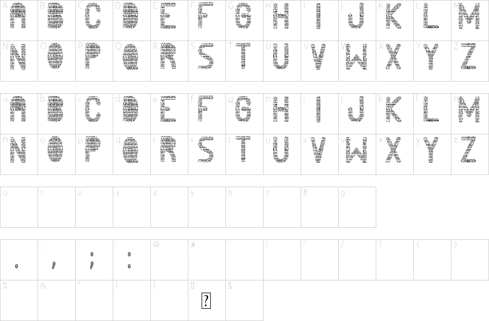 Character map of News Papers Font