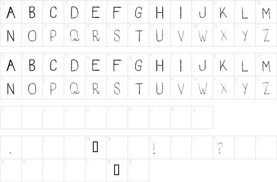 Character map of Red Fish Font