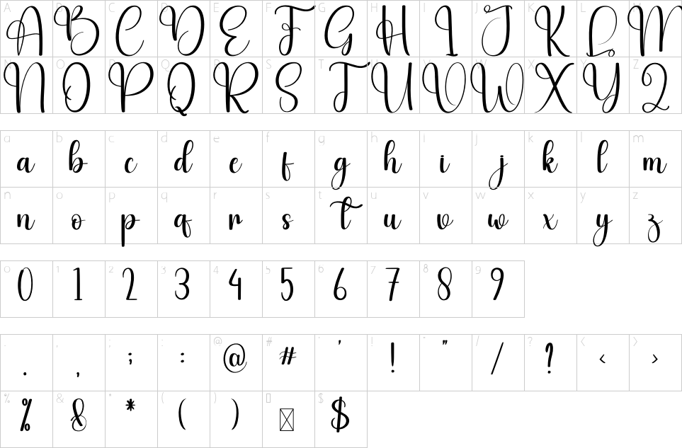 Character map of Babylone Font