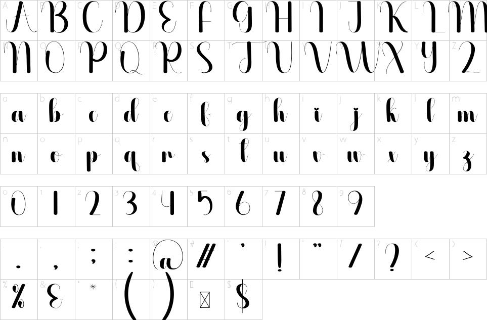 Character map of Neigbour Font
