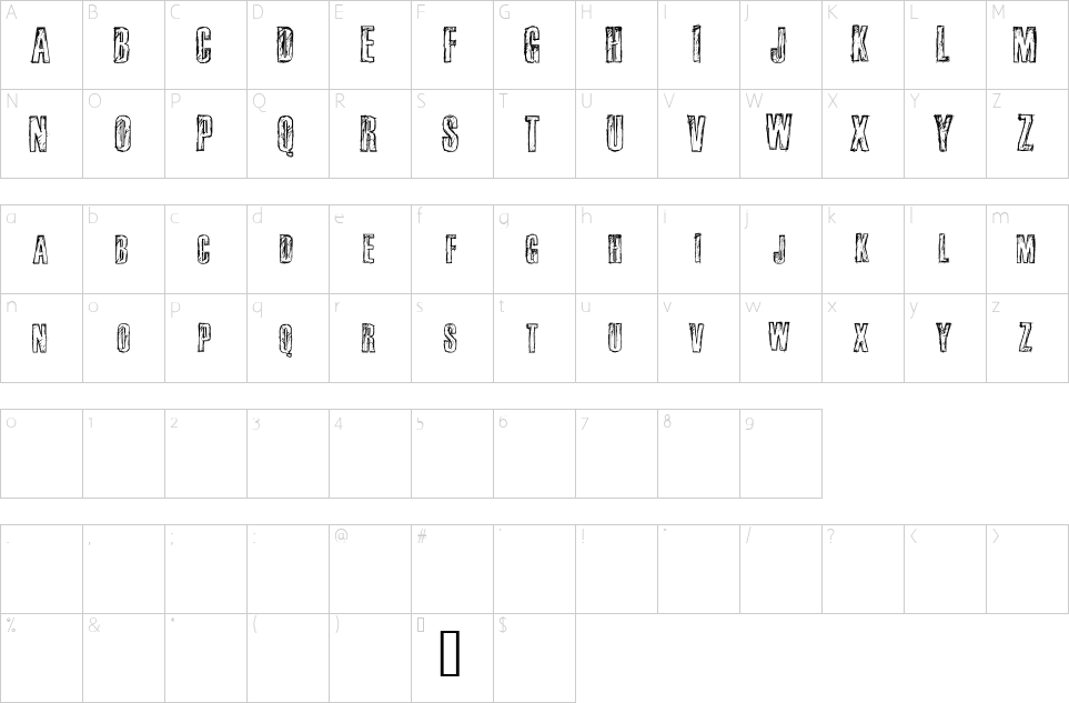 Character map of Fail Font