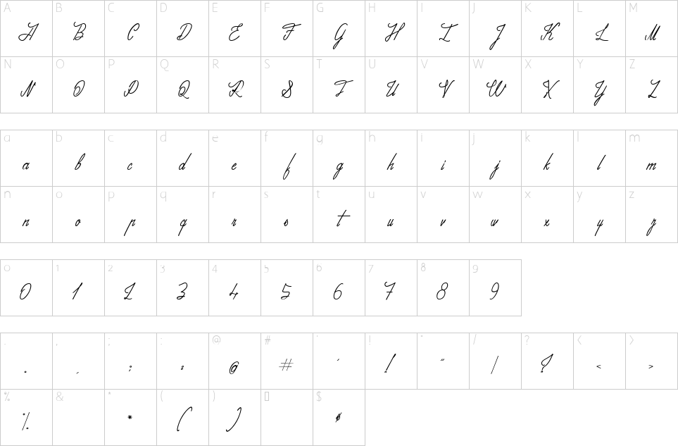 Character map of Adventures On The Mountains Font