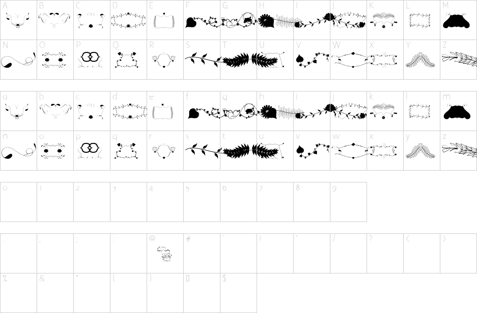 Character map of Florality Font