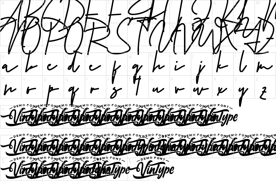 Character map of James William Font