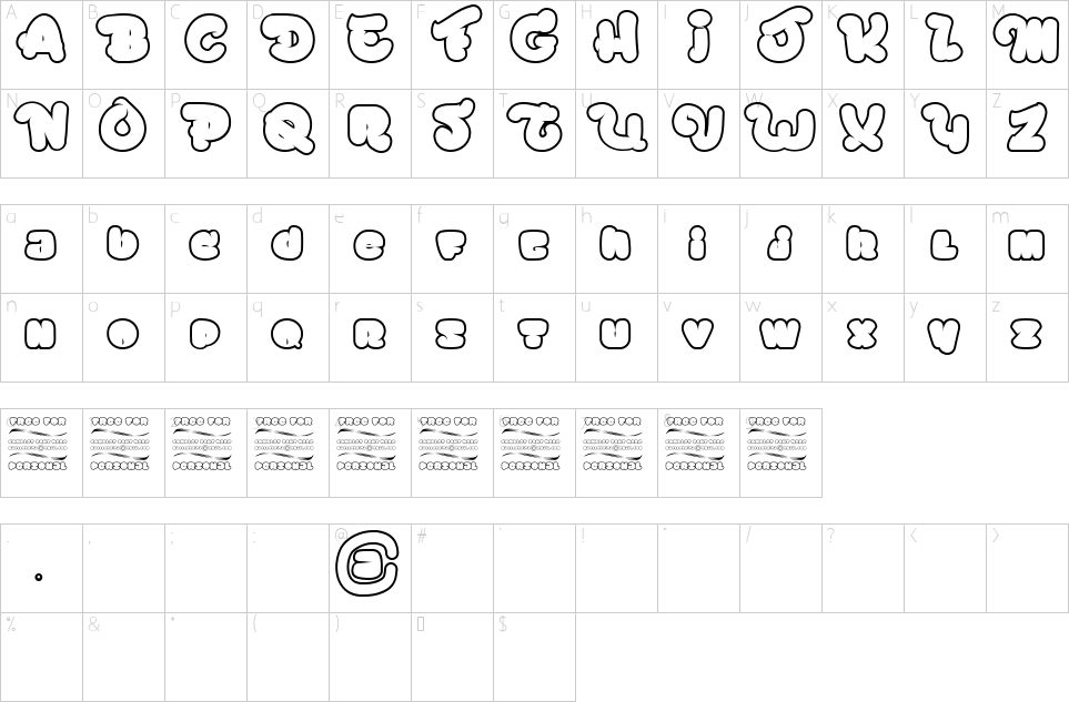 Character map of Chicago Eskimo Font