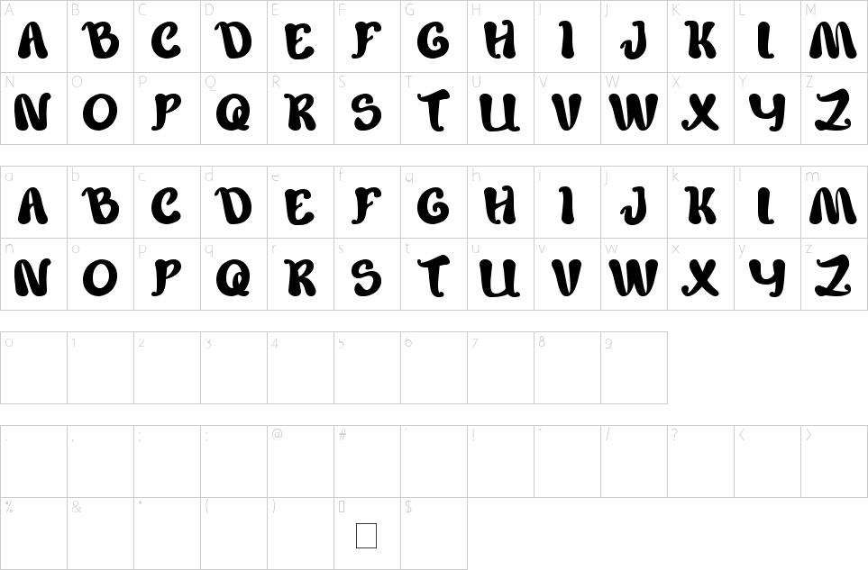 Character map of Children Stories Font