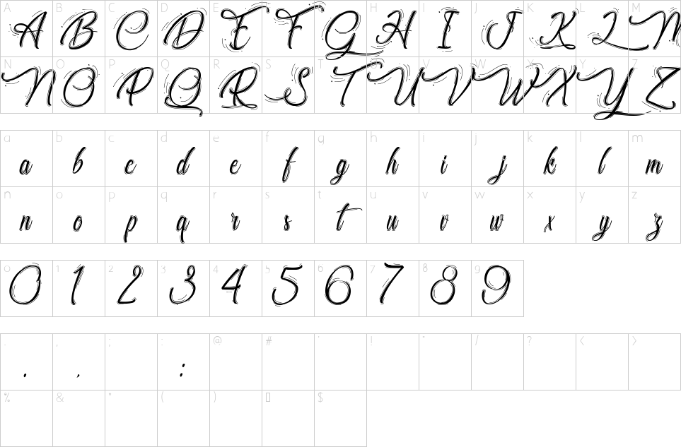 Character map of Chocolatine Du Dimanche Font
