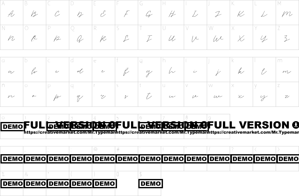 Character map of Albiol Font
