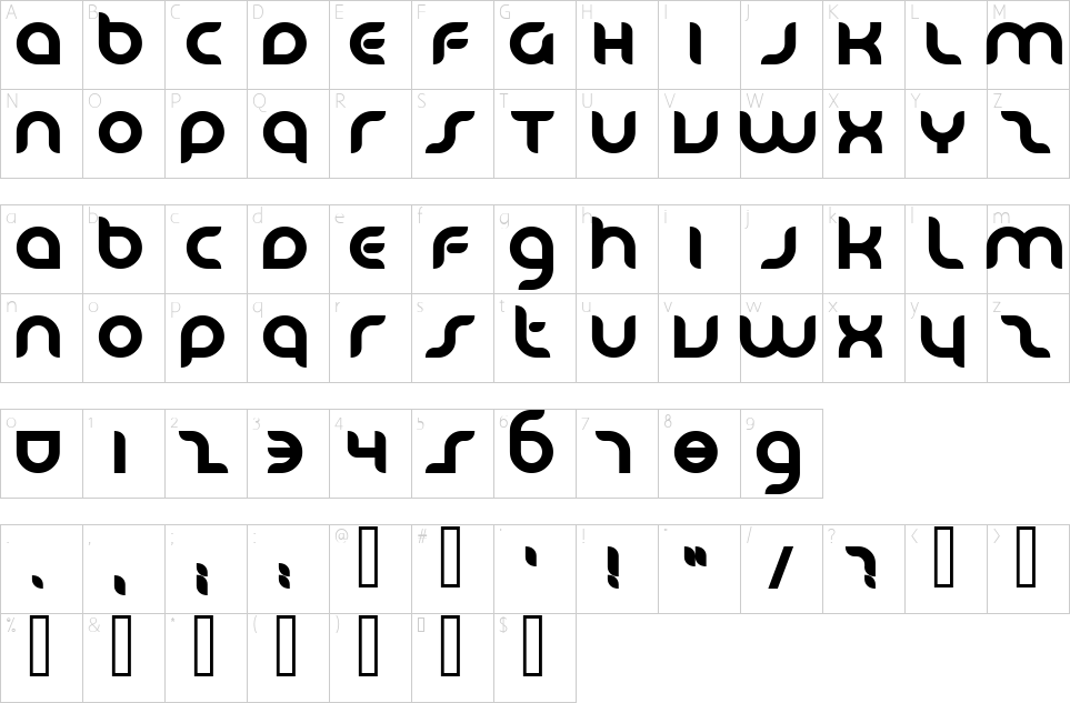 Character map of Danube Font