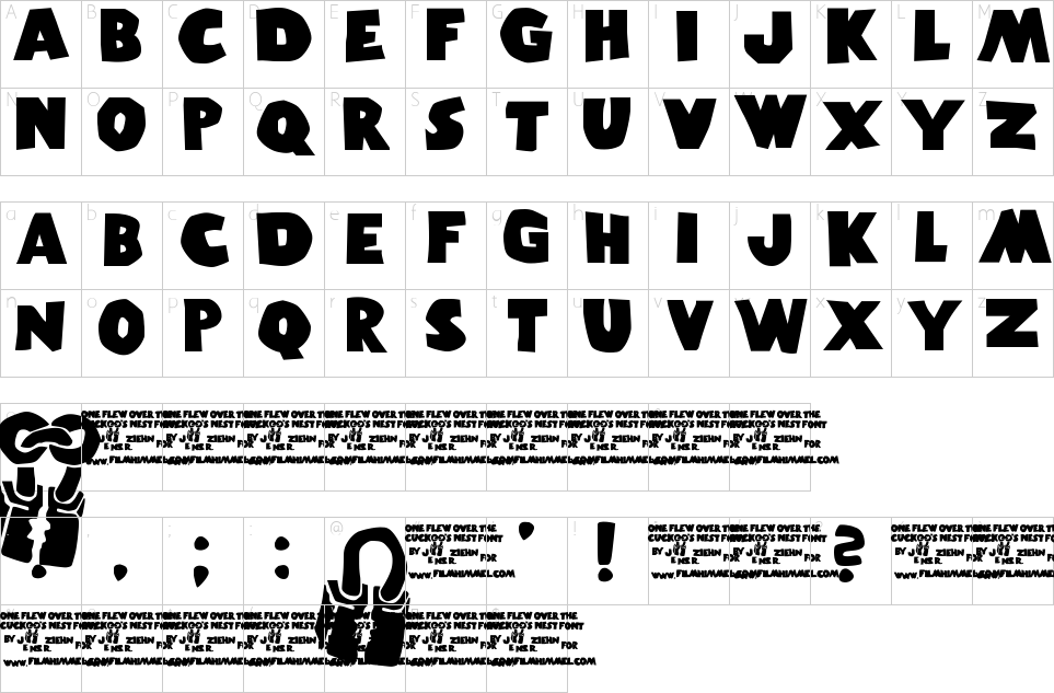 Character map of One Flew Over The Cuckoo's Nest Font