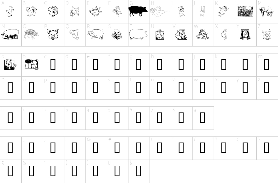 Character map of Ein Schwein Font