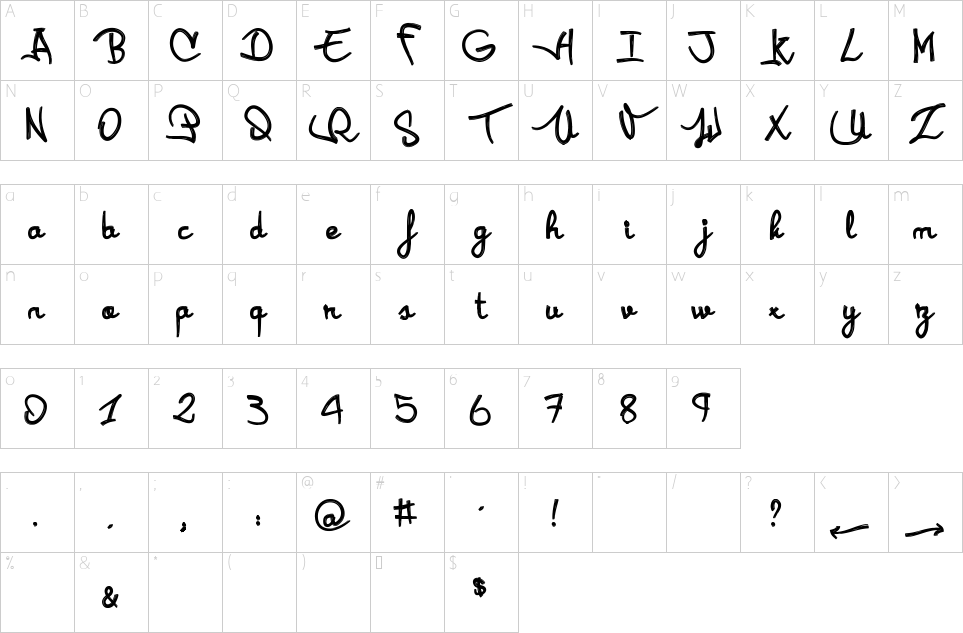 Character map of Pink Vapor Font