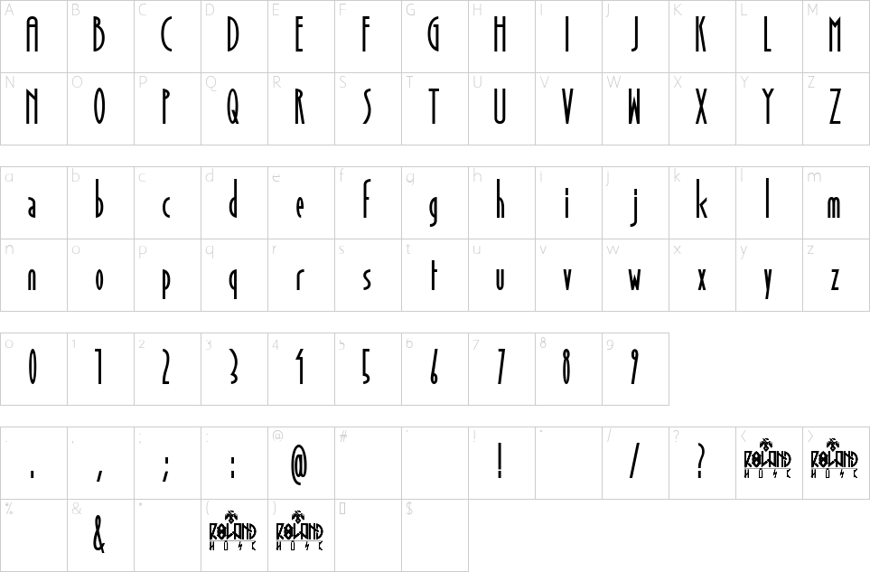 Character map of November Sky Font
