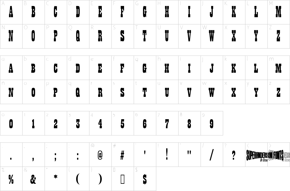 Character map of Anderson Thunderbirds Are Go Font
