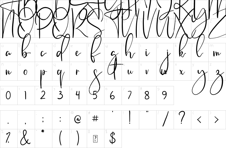 Character map of Cattalonia Font