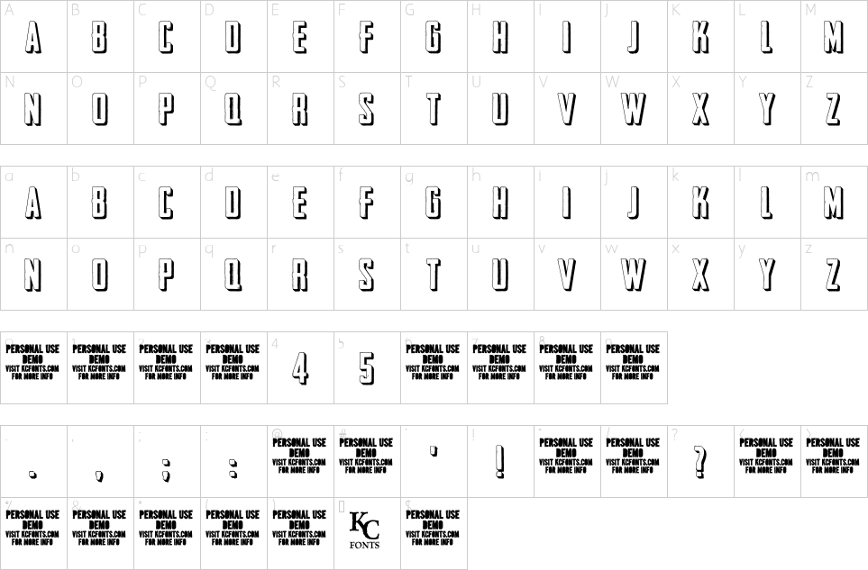 Character map of Outliner No. 45 Font