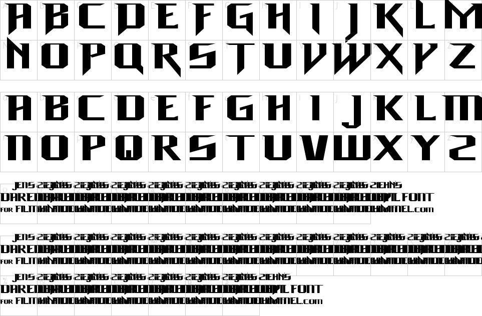 Character map of Daredevil Font