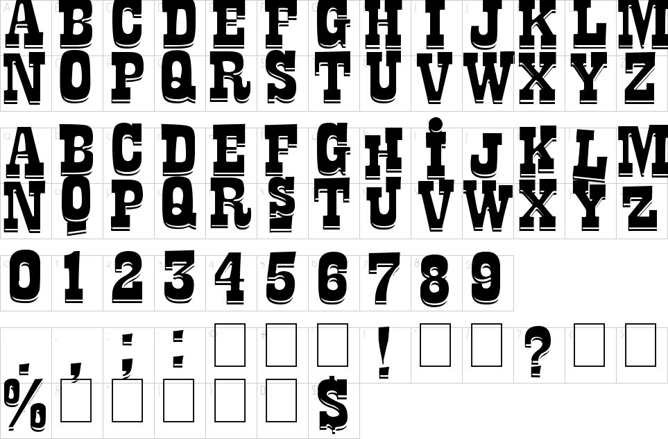 Character map of La Tequila Font