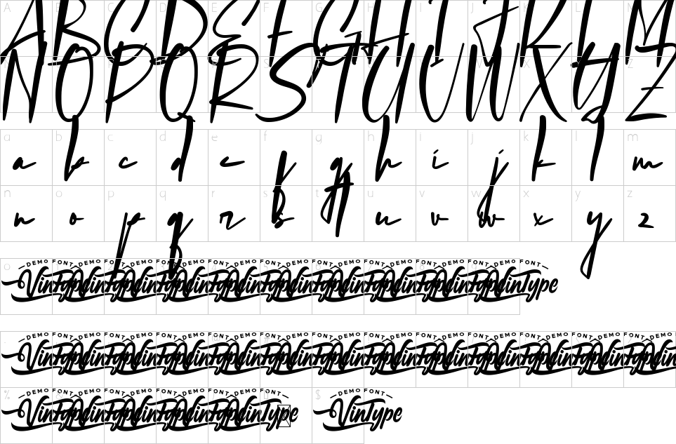 Character map of Irabella Amanda Font