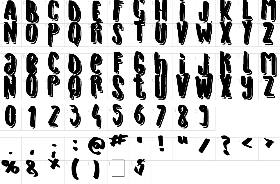 Character map of Originals Is Out Font