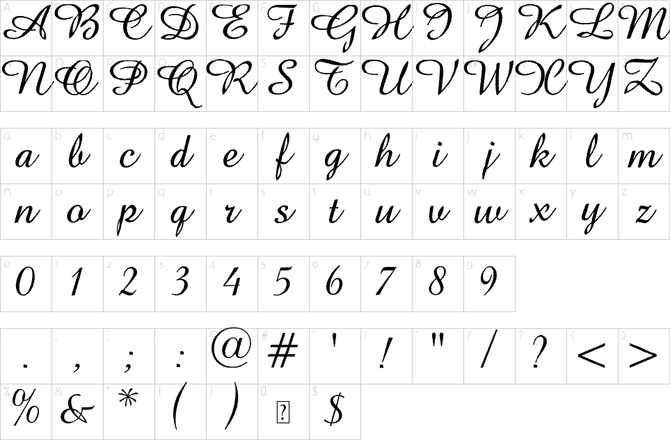 Character map of Abbeyline Font