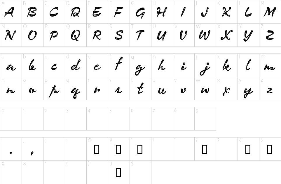 Character map of Expedition Font