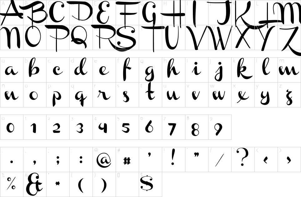 Character map of Channel Font