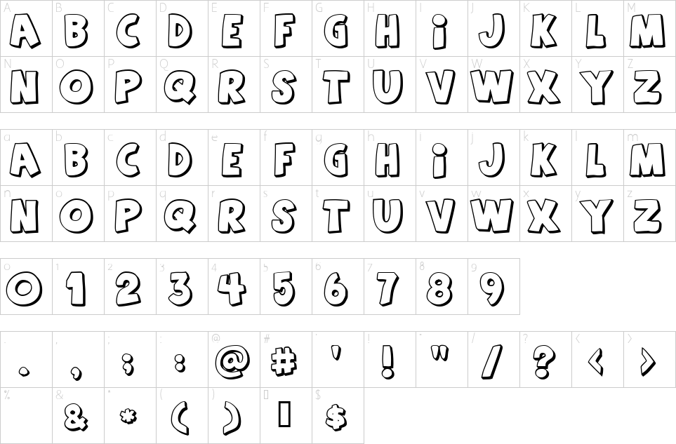 Character map of Agent Orange Font