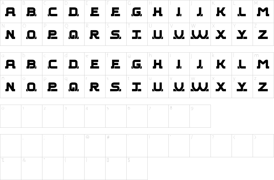 Character map of Lacrosse Font