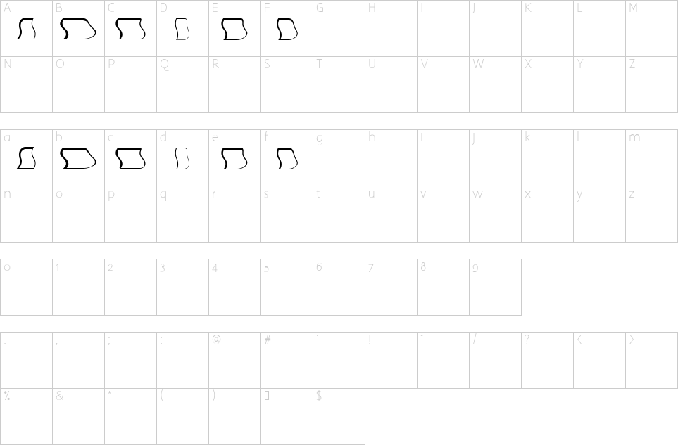 Character map of Frames Font