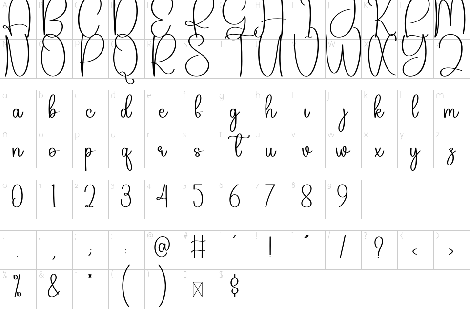 Character map of Easter Bunny Font